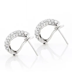 Small 14K White Gold Round Pave Diamond Hoop Earrings 1.87ctw 8 Small 14K White Gold Round Pave Diamond Hoop Earrings 1.87ctw -Urban Jewels Shop 14k round pave diamond hoop earrings 187ct p 35714 backwh