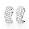 Small 14K White Gold Round Pave Diamond Hoop Earrings 1.87ctw