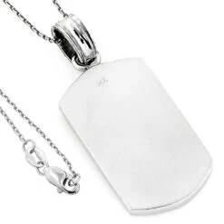 14K White Gold Diamond Dog Tag Pendant 0.22ct -Urban Jewels Shop 14k solid gold diamond dog tag pendant 022ct p 6167 backwh