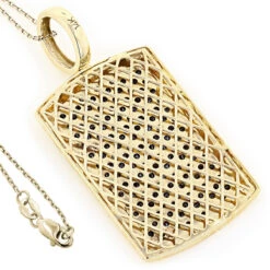 14K Yellow Gold Dog Tag Pendant With Black Diamonds 3.25 -Urban Jewels Shop 14k solid gold dog tag pendant with black diamonds 325 p 22400 backye