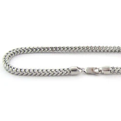 Solid 14K White Gold Franco Chain In Yellow Or White Gold 4mm Wide, 24-40in