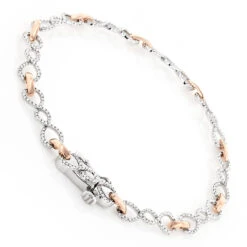 Two Tone 14K Yellow Gold Round Diamond Bracelet For Women 0.7ct -Urban Jewels Shop 14k two tone gold round diamond bracelet for women 07ct back