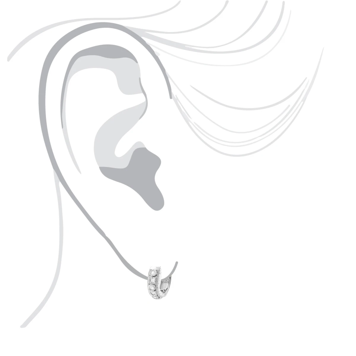 14K White Gold Unique Huggie Diamond Earrings 0.77ct 5 14K White Gold Unique Huggie Diamond Earrings 0.77ct - Image 5