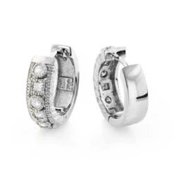 14K White Gold Unique Huggie Diamond Earrings 0.77ct