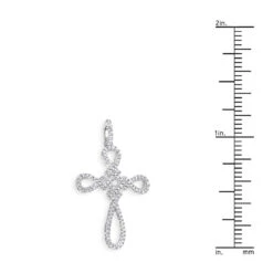Small 14K White Gold Cross Pendant For Women With Diamonds 0.2ct -Urban Jewels Shop 14k white gold cross pendant 028ct p 42047 rulerwh