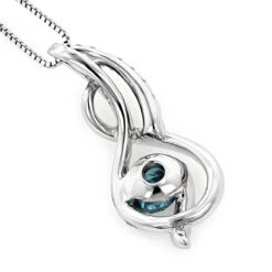 14K White Gold La Minor Blue Diamond Pendant For Women With Chain Necklace -Urban Jewels Shop 14k white gold la minor blue diamond pendant for women with chain 037ct backwh