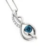 14K White Gold La Minor Blue Diamond Pendant For Women With Chain Necklace