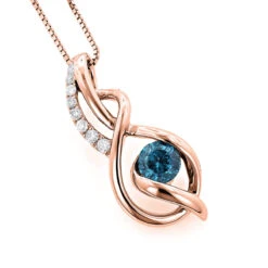 14K White Gold La Minor Blue Diamond Pendant For Women With Chain Necklace -Urban Jewels Shop 14k white gold la minor blue diamond pendant for women with chain 037ct ro