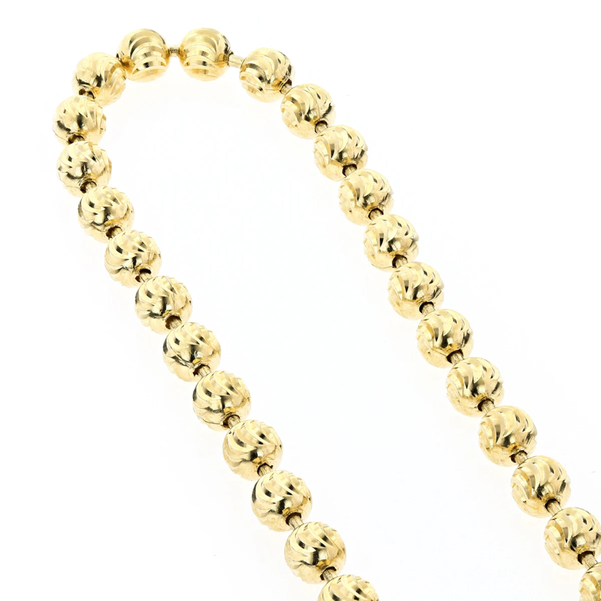 Men's 14K Yellow Gold Moon Cut Bead Chain 5mm 22-40in 4 Men's 14K Yellow Gold Moon Cut Bead Chain 5mm 22-40in - Image 4