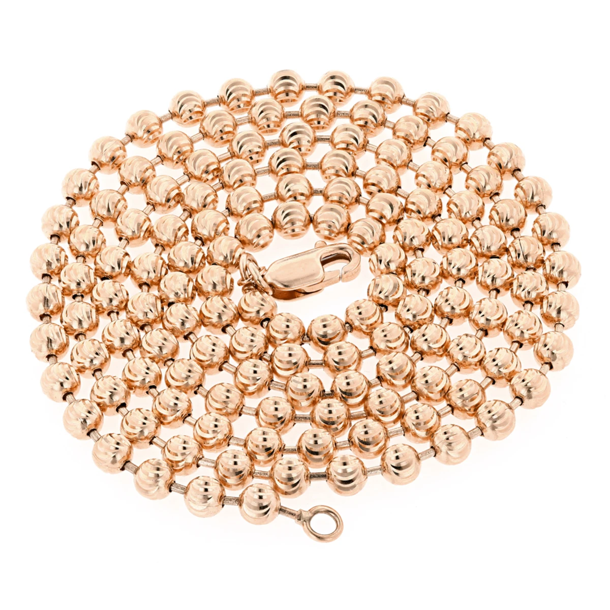 Men's 14K Yellow Gold Moon Cut Bead Chain 5mm 22-40in 3 Men's 14K Yellow Gold Moon Cut Bead Chain 5mm 22-40in - Image 3