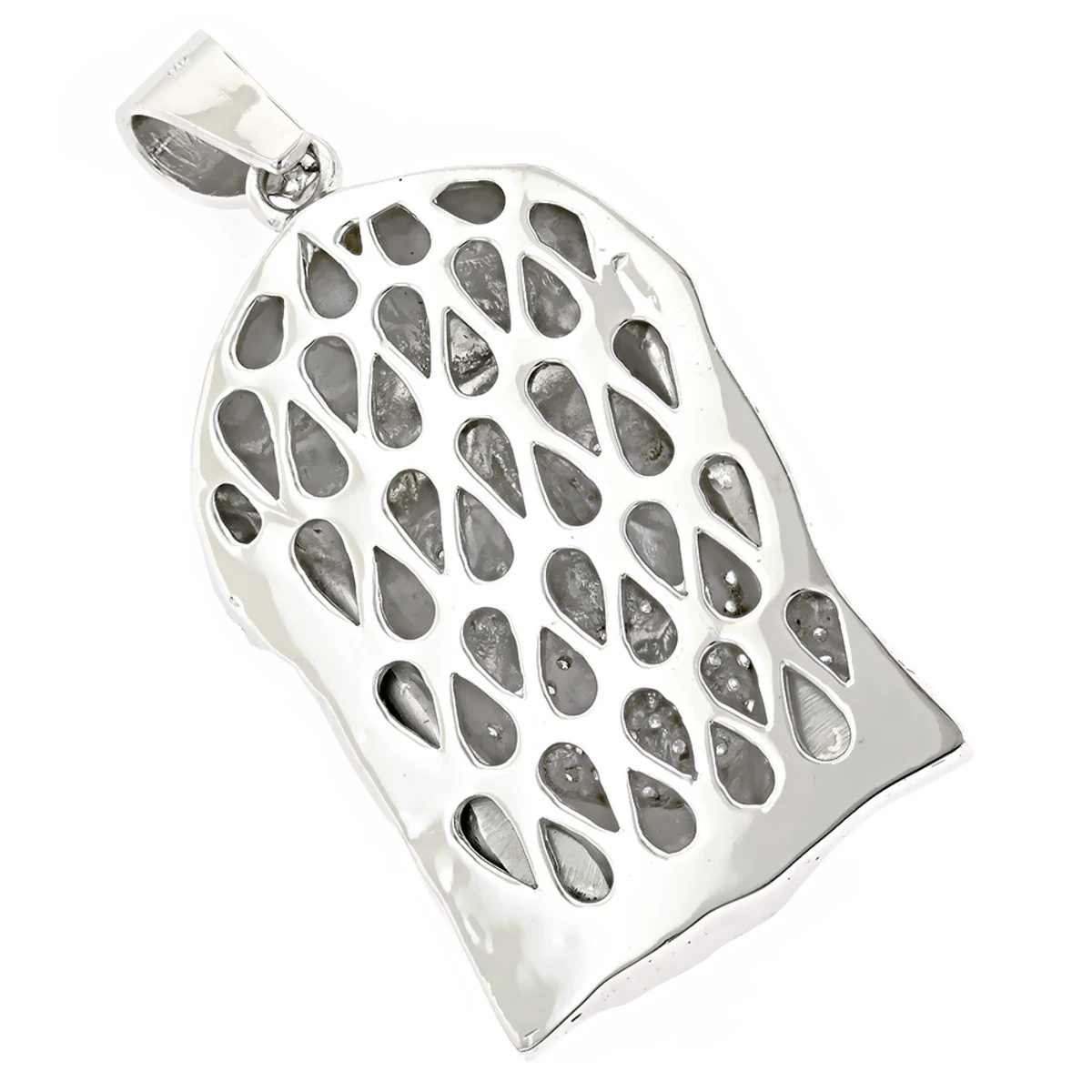 14K White Gold Round Diamond Jesus Head Pendant For Men 1.8ct 4 14K White Gold Round Diamond Jesus Head Pendant For Men 1.8ct - Image 4