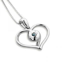 14K White Gold Single Blue Diamond Heart Necklace For Women Pendant -Urban Jewels Shop 14k white gold single blue diamond heart necklace for women pendant 2
