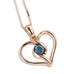 14K White Gold Single Blue Diamond Heart Necklace For Women Pendant -Urban Jewels Shop 14k white gold single blue diamond heart necklace for women pendant ro