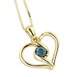 14K White Gold Single Blue Diamond Heart Necklace For Women Pendant -Urban Jewels Shop 14k white gold single blue diamond heart necklace for women pendant ye