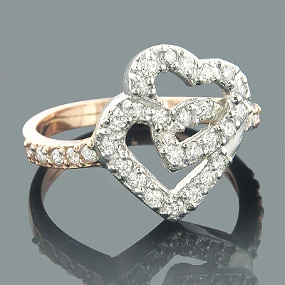 14K Rose Gold Diamond Heart Ring 0.55ct 1 14K Rose Gold Diamond Heart Ring 0.55ct