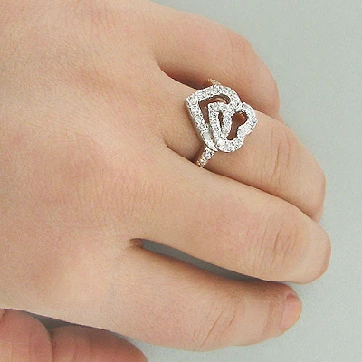 14K Rose Gold Diamond Heart Ring 0.55ct 3 14K Rose Gold Diamond Heart Ring 0.55ct - Image 3