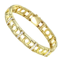 14K White/Yellow Gold Men's Diamond Two-Tone Bracelet 4ct -Urban Jewels Shop 14k white yellow gold mens diamond two tone bracelet 4ct ye