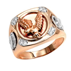 14K Yellow Gold Diamond Men's Eagle Ring 0.10 8 14K Yellow Gold Diamond Men's Eagle Ring 0.10 -Urban Jewels Shop 14k white yellow rose gold diamond mens eagle ring 010 p 6238 ro