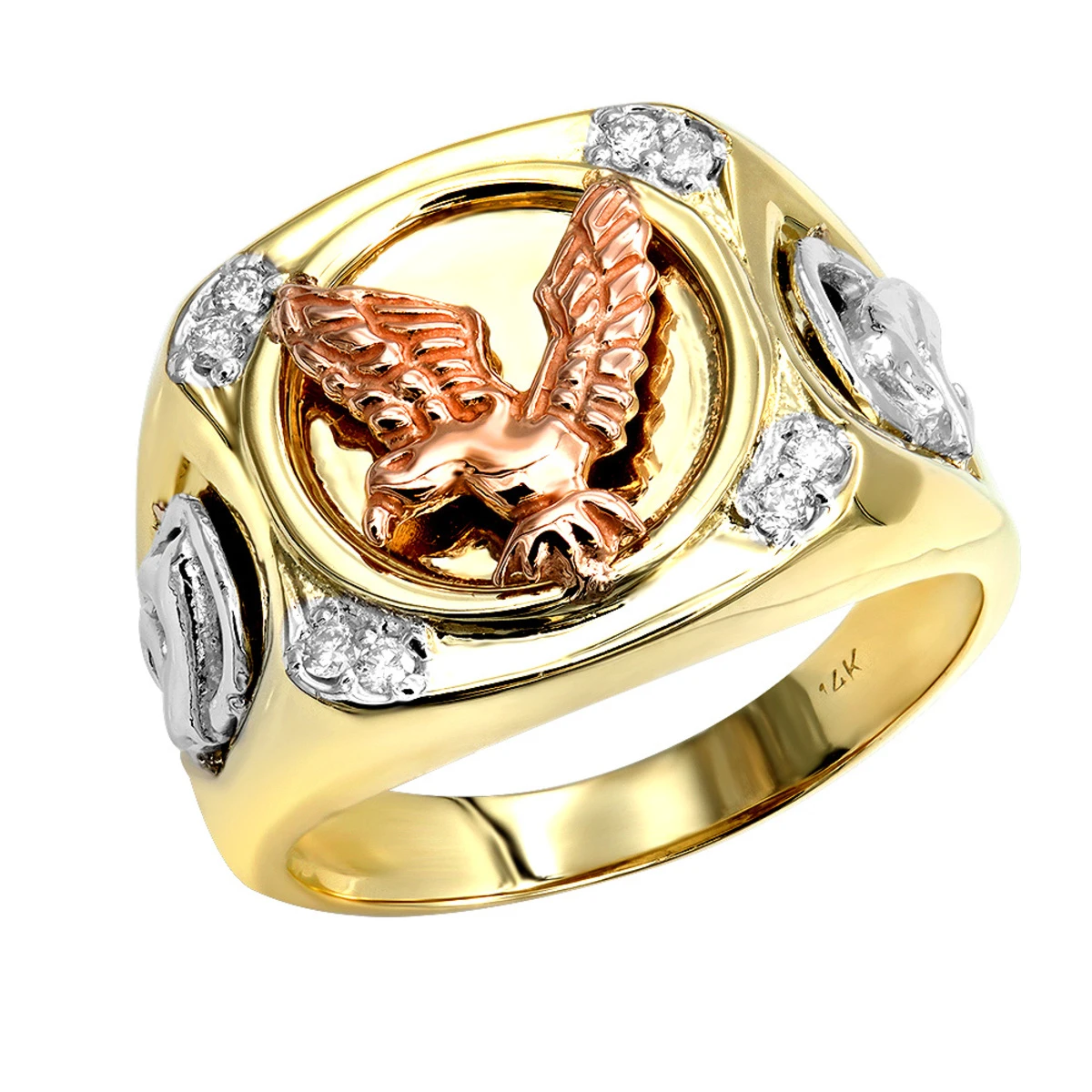 14K Yellow Gold Diamond Men's Eagle Ring 0.10 1 14K Yellow Gold Diamond Men's Eagle Ring 0.10