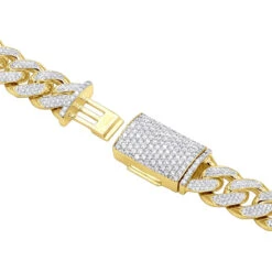15 Carats Real Diamond Cuban Link Chain Choker Necklace 14K Yellow Gold 12mm Wide -Urban Jewels Shop 15 carats real diamond cuban link chain choker necklace real 14k gold 12mm wide 000938 backye