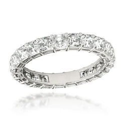 18K White Gold Asscher Cut Diamond Eternity Ring 3ct Anniversary Band By Luxurman