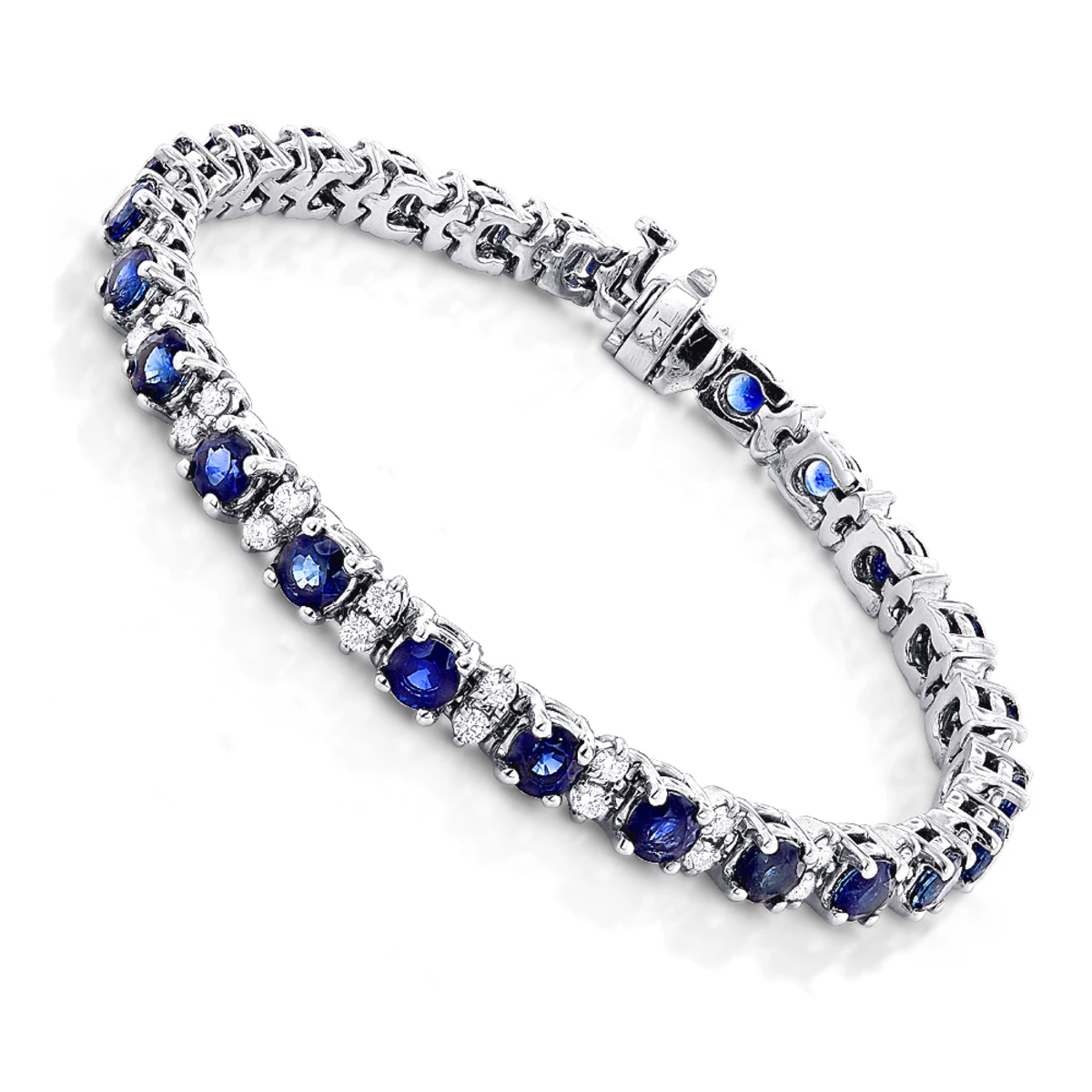 18K White Gold Blue Sapphire Diamond Tennis Bracelet For Women 3.76ct 1 18K White Gold Blue Sapphire Diamond Tennis Bracelet For Women 3.76ct