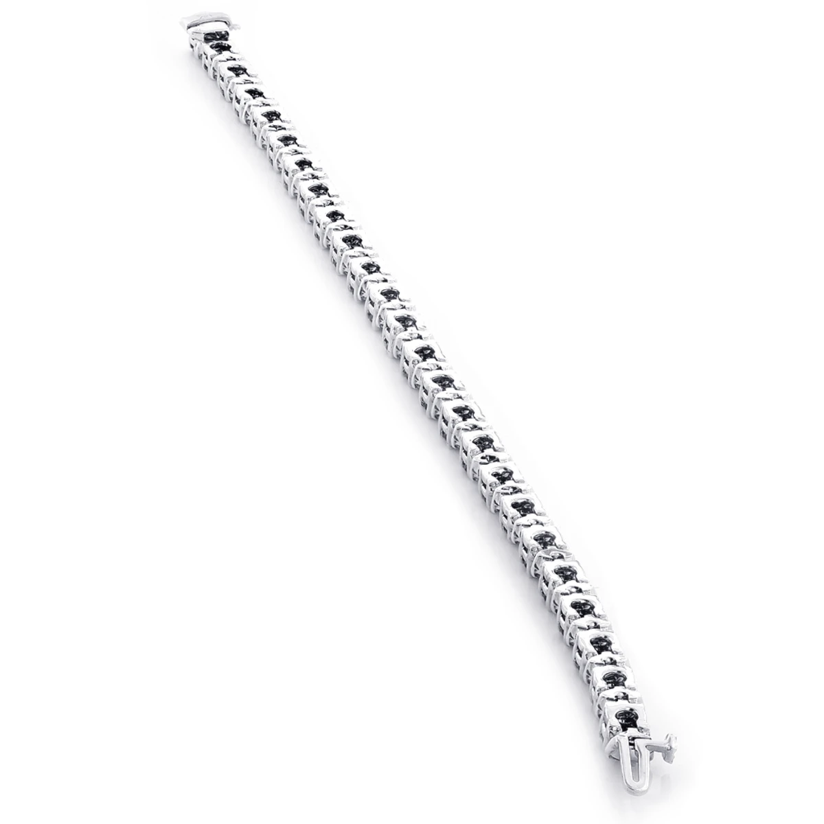 18K White Gold Blue Sapphire Diamond Tennis Bracelet For Women 3.76ct 3 18K White Gold Blue Sapphire Diamond Tennis Bracelet For Women 3.76ct - Image 3