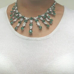 18K White Gold Diamond & Emerald Necklace 13.31dtw 28.52etw 7 18K White Gold Diamond & Emerald Necklace 13.31dtw 28.52etw -Urban Jewels Shop 18k gold diamond emerald necklace 1331dtw 2852etw p 6003bod
