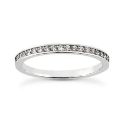 Ultra Thin 18K White Gold Diamond Engagement Wedding Ring For Women 0.21ct