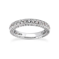 Ultra Thin 18K White Gold Diamond Engagement Wedding Ring 0.95ct