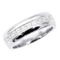 18K White Gold Diamond Men's Wedding Ring 1.20ct