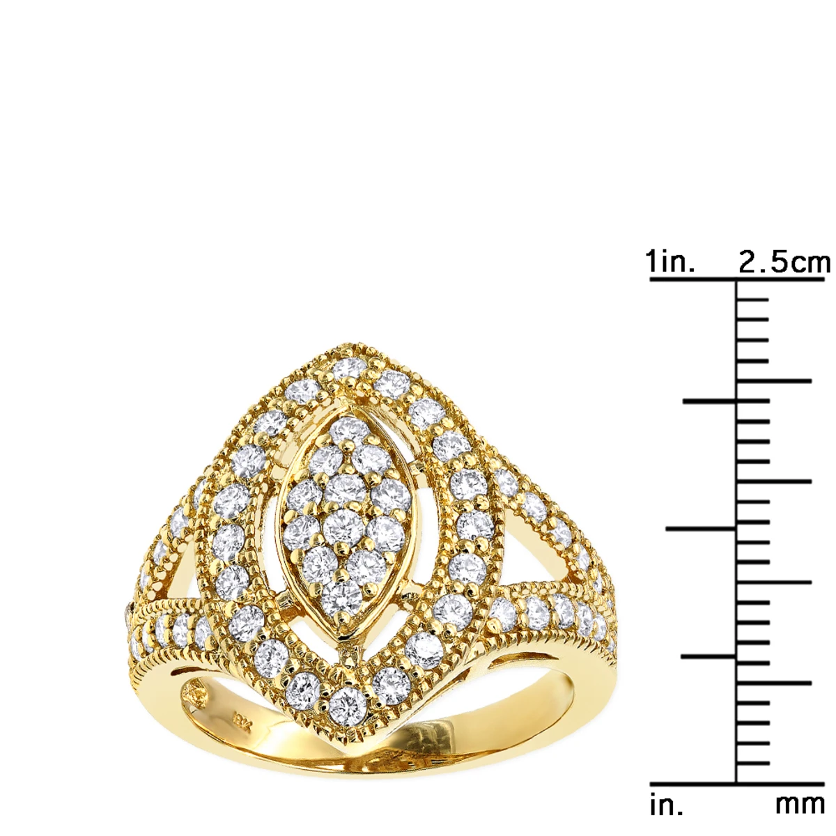 18K Yellow Gold Diamond Right Hand Ring For Women Tear Drop Shape 1.08ct 9 18K Yellow Gold Diamond Right Hand Ring For Women Tear Drop Shape 1.08ct - Image 9