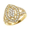 18K Yellow Gold Diamond Right Hand Ring For Women Tear Drop Shape 1.08ct