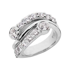 18K White Gold Diamond Right Hand Women's Ring 1.76ct