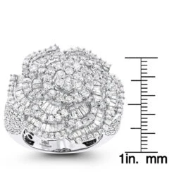 18K White Gold Statement Flower Diamond Engagement Ring LUCCELLO 3.25ct -Urban Jewels Shop 18k gold flower diamond engagement ring luccello 35ct statement jewelry rulerwh