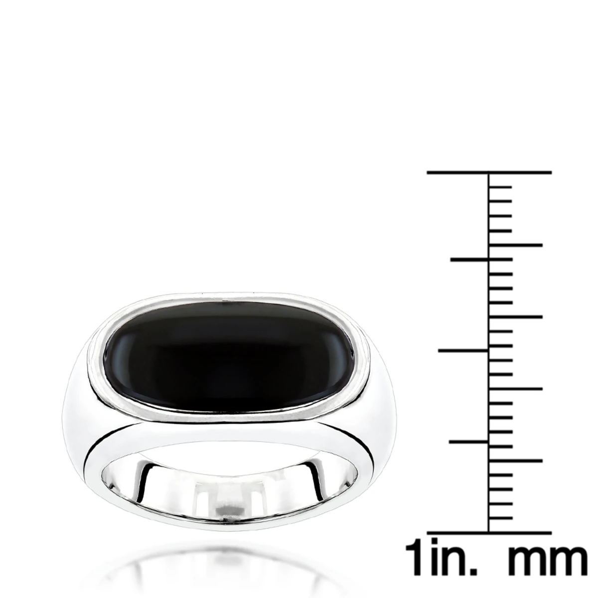 18K White Gold Men's Black Onyx Ring 8.9mm 6 18K White Gold Men's Black Onyx Ring 8.9mm - Image 6