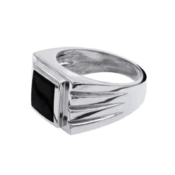 18K Yellow Gold Men's Black Onyx Ring 14.4mm -Urban Jewels Shop 18k gold mens black onyx ring p 31960 backwh