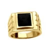 18K Yellow Gold Men's Black Onyx Ring 14.4mm