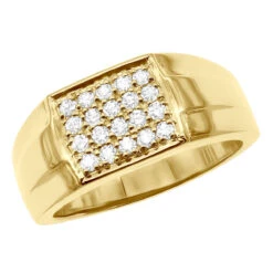 18K White Gold Men's Diamond Ring 0.60ct 10.9mm