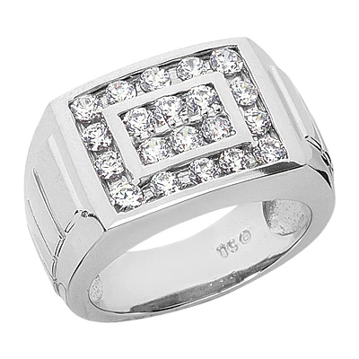 18K White Gold Men's Diamond Ring 0.78ct 13.1mm 1 18K White Gold Men's Diamond Ring 0.78ct 13.1mm