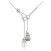 18K White Gold Pearl And Diamond Necklace Hearts 0.84ct