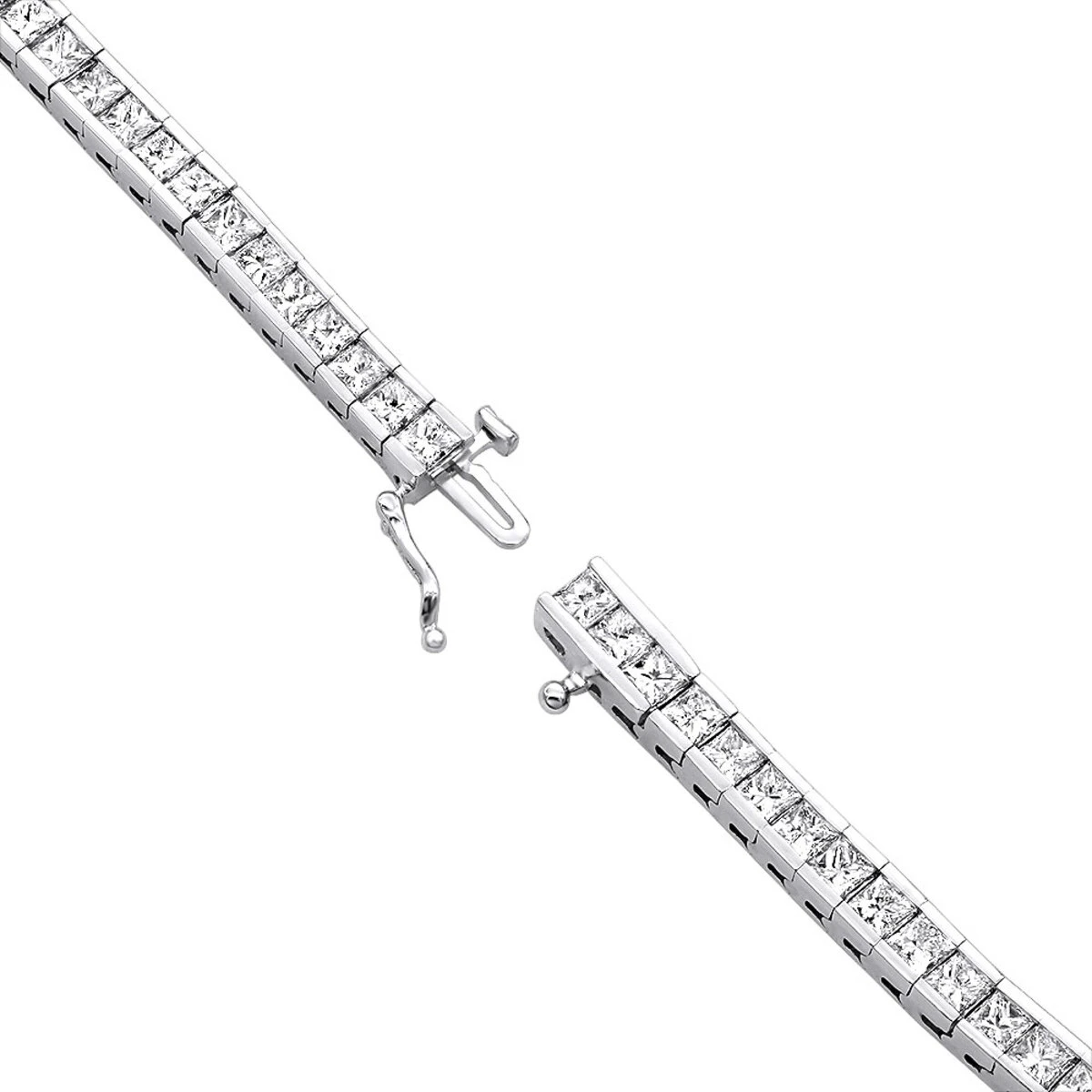 18K White Gold Princess Cut Diamond Women's Tennis Bracelet 12.62ct 4 18K White Gold Princess Cut Diamond Women's Tennis Bracelet 12.62ct - Image 4