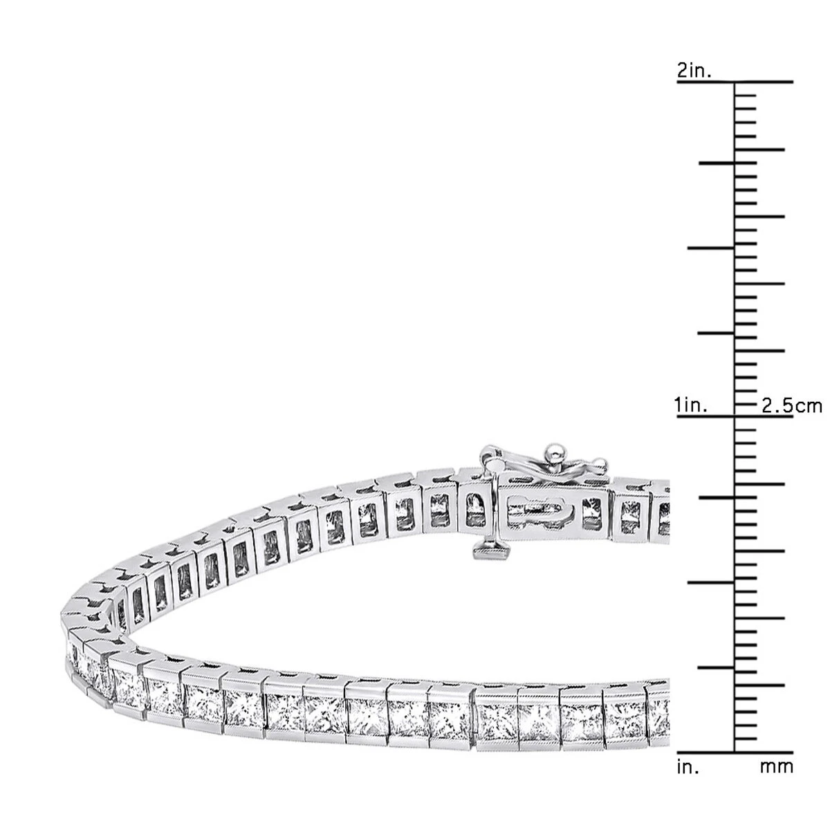 18K White Gold Princess Cut Diamond Women's Tennis Bracelet 12.62ct 10 18K White Gold Princess Cut Diamond Women's Tennis Bracelet 12.62ct - Image 10