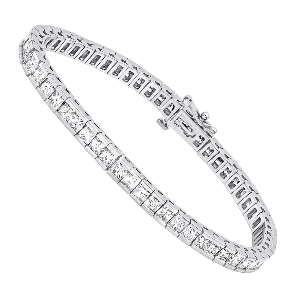 18K White Gold Princess Cut Diamond Women's Tennis Bracelet 12.62ct 1 18K White Gold Princess Cut Diamond Women's Tennis Bracelet 12.62ct