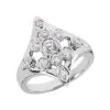 18K White Gold Right Hand Ladies Diamond Ring 0.85ct