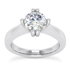 18K White Gold Round Diamond Engagement Ring 0.75ct 2.3mm
