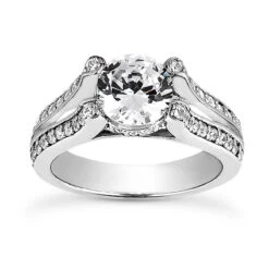 18K White Gold Round Diamond Engagement Ring 1.22ct