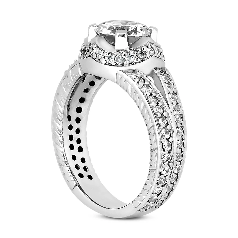 18K White Gold Round Diamond Engagement Ring 1.53ct 7.7mm 2 18K White Gold Round Diamond Engagement Ring 1.53ct 7.7mm - Image 2