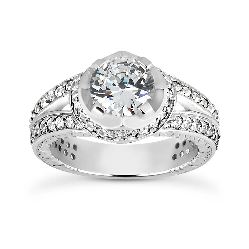 18K White Gold Round Diamond Engagement Ring 1.53ct 7.7mm 1 18K White Gold Round Diamond Engagement Ring 1.53ct 7.7mm