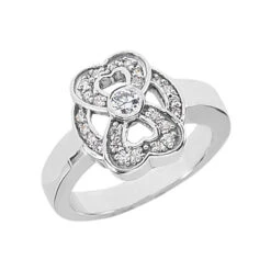 18K White Gold Round Diamonds Ladies Ring 0.34ct 13.2mm Wide